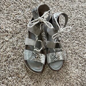 Diba Snakeskin and Gray Sandals